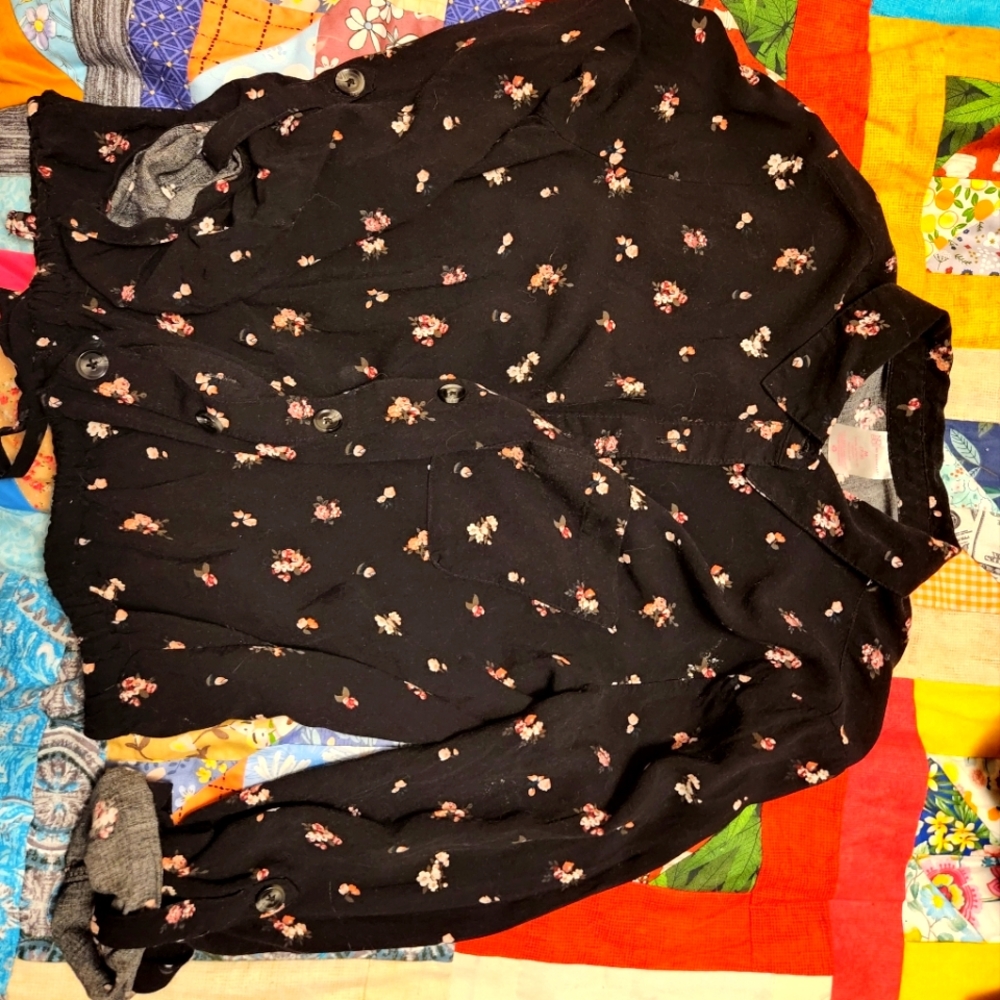 Black shirt with flowers